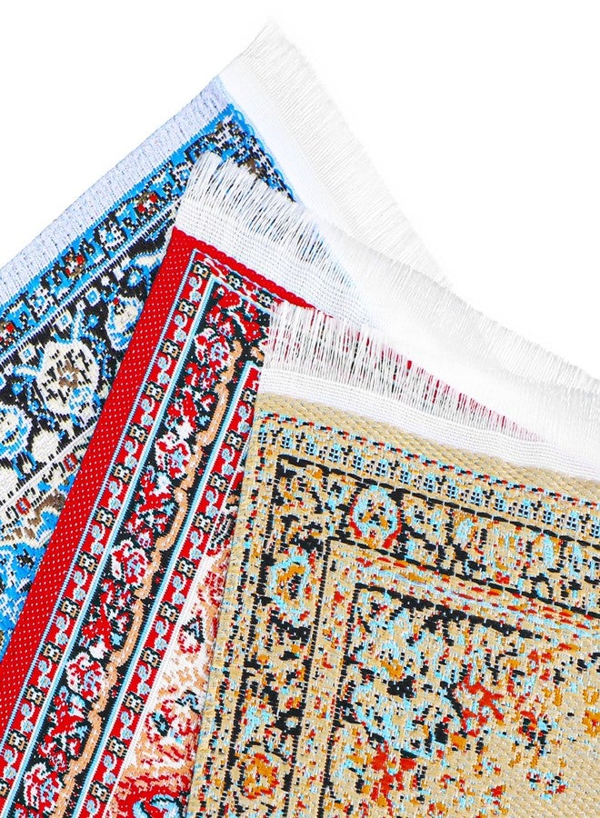Heclia Dollhouse Rug 3 PCS Miniature Dollhouse Accessories 1:12 Vintage Woven Dollhouses Rug Mini Carpet for Dollhouses Furniture Mini Floral Print Carpet for Doll House Floor Decor(Blue, Yellow,Red) - Image 4